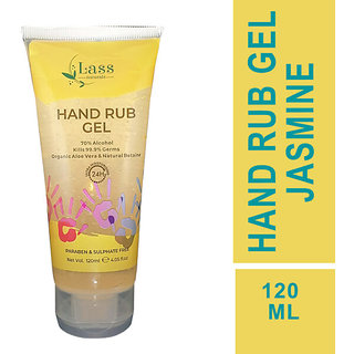 Lass Naturals Sanitize Hand Rub Gel 70 Alcohol Based Sanitizer (Jasmine) - 120ml (Jasmine)