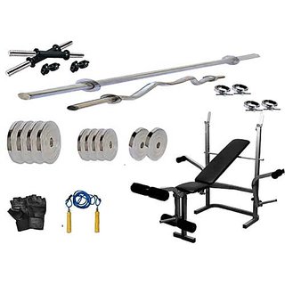 PROTONER 25 kgs with 4 Rods with PROTONER MULTY Bench Home gym package PROTONER 25 kgs with 4 Rods with PROTONER MULTY Bench Home gym package