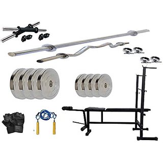                       PROTONER  28 kgs with 4 Rods with 6 IN 1 WEIGHT Bench Home gym package                                              