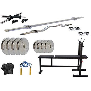                       PROTONER  30 kgs with 4 Rods with INC/DEC/FLAT 3 IN 1 Bench Home gym package                                              