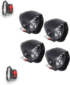 RA 6 LED Waterproof Fog Light for Motorcycle Jeep SUV Car and Truck (Black) - Pack of 4