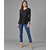 Vivient Women Black Three Button Peplum Top
