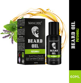 Mancode Patchouli Beard Oil 60ml, for Scalp Conditioning  Soft Beard, Suitable for All Beard Types