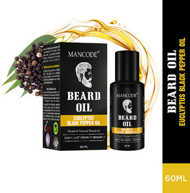 Mancode Eucalyptus  Black Pepper Beard Oil 60ml, for Conditioning Hair  Reducing Dullnes, Suitable for All Beard Types
