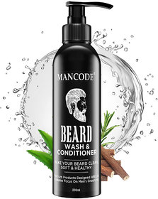 Mancode Beard Wash and Conditioner 200ml, 2 in 1 Wash and Conditioner for Reducing Dandruff and Smoothening Beard