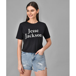                       Raabta Black Jesse Jackson Printed Half Sleeve T-Shirt                                              
