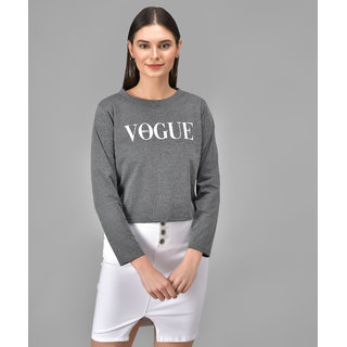                       Raabta Dark Grey VOGUE Printed Full Sleeve T-Shirt                                              