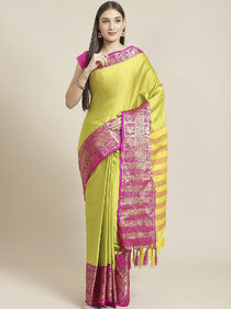 Meia Yellow And Pink Cotton Saree