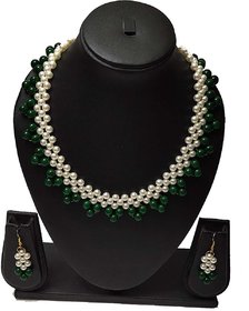 Light Weight Fancy Pearl Beads Jewellery Set (Green 8 No)