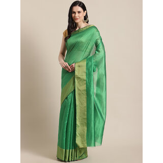                       Meia Green Colour Chanderi silk sare                                              