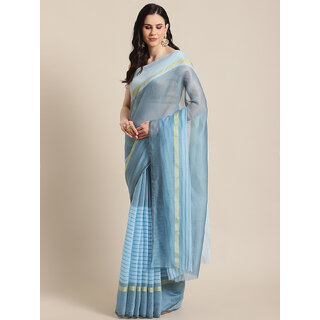                       Meia Sky Blue Polycotton Silk Saree                                              