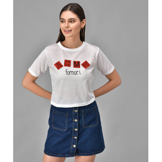                       Raabta White ACMB Printed Half Sleeve T-Shirt                                              