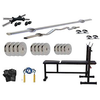                       PROTONER  40 kgs with 4 Rods with INC/DEC/FLAT 3 IN 1 Bench Home gym package                                              