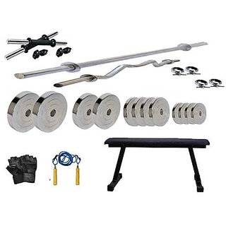                       PROTONER  50 kgs with 4 Rods  with FLAT Bench Home gym package                                              