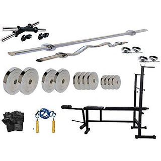                       PROTONER  50 kgs with 4 Rods with 6 IN 1 WEIGHT Bench Home gym package                                              