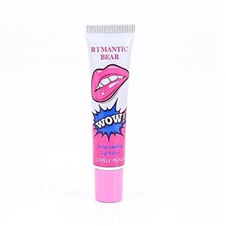                       ROMANTIC BEAR Women Make Up Tint WOW Long Lasting Tint Lip Peel Off Lipstick Full lips Lip Gloss - LOVELY PEACH                                              