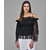 Raabta Black Pluffy Net Off Shoulder Top
