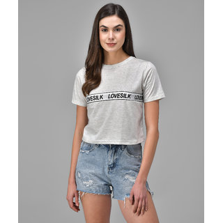                       Raabta Light Grey Front Love Silk T-Shirt                                              