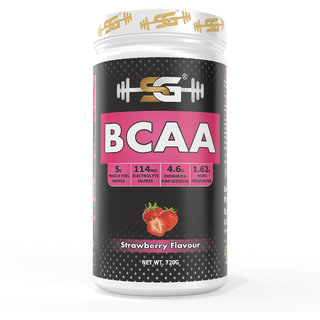 SG BCAA Strawberry Flavour Muscle Fuel Powder, Improved Exercise Performance, Boosts Strength and Energy - 720 GM