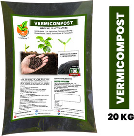 UNIGROW Vermicompost Organic Fertilizer (20 kgs pack) - Pure Earthworm castings for home gardening and agriculture
