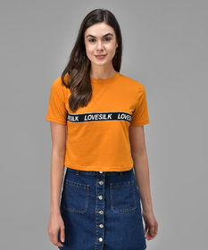 Raabta Mustard Front Love Silk T-Shirt