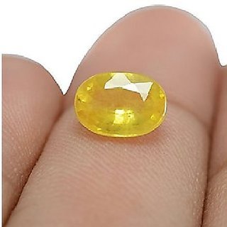                       Precious Yellow Sapphire (Pukhraj) Stone Certified Loose Precious Pukhraj Gemstone 7.25 Ratti                                              