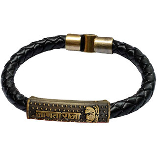                       Sullery  Religious Jewellery Shivaji Maharaj Gold Plated Metal  CharmID InterlockingMagnetic Clasp  For Men And Women                                              