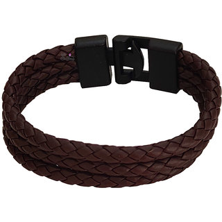                       Sullery Fashion Three layer Genuine Leather Stylish  Rope Multistrand Wristband Bracelet   For Men And Women                                              