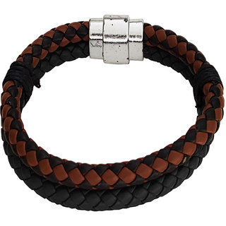                       Sullery Fashion Two layer Genuine Leather Stylish Rope Multistrand Wristband Bracelet   For Men And Women                                              