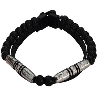                       Sullery Fashion Two layer Genuine  Casual Leather And onyx Crystal  Wraps Bracelet  For Men And Women                                              