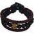 Sullery Fashion X  Charm Three  layer Genuine Casual Leather And onyx Crystal  Wraps Bracelet  For Men And Women
