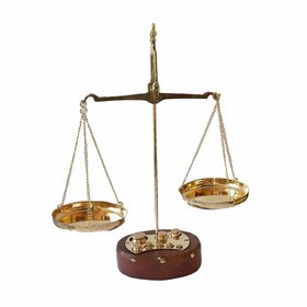 Traditional Brass Tarazu/Vintage Weighing Machine with Star Wooden Base Showpiece with Weighing Capacity of 100gm (Large