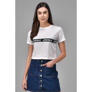                       Raabta White Front Love Silk T-Shirt                                              