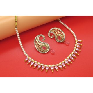 Pink Mango Earring Pearl Necklace Set Pink Mango Earring Pearl Necklace Set