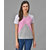 Vivient Women Pink Grey Tringle Colourblocked Printed T-shirts