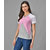 Vivient Women Pink Grey Tringle Colourblocked Printed T-shirts