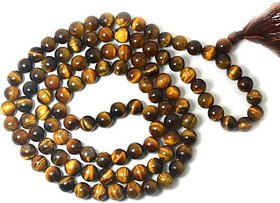 Jinanshi FashionTiger Eye Stone Prayer Mala -8 MM 108+1 Beads Jaap Mala For Meditation (45 x 2 x 1 cm) Yellow.