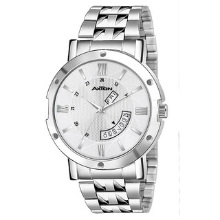 Axton AXC3002 Partywear/Formal/Casual Sliver Dial Day And Date Boys Smart Analog Watch - For Men
