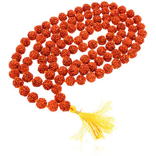 Jinanshi FashionWooden 108-Bead Rudraksh Mala (31 cm x 1 cm x 0.5 cm, Brown)