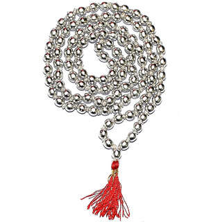                       Jinanshi Fashion7 MM Parad Mala- Mercury Beads Rosary 108+1 Beads Prayer Mala For Jaap (51 x 1.5 x 0.5 CM) Silver.                                              