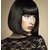 Shaear Hairs Glueless Straight Short Bob Cut Silk Top Lace Front Wigs Human Hair(size 18,Black)