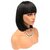 Shaear Hairs Human Short Hair Bob Wigs Straight With Flat Bangs Cosplay Wigs For Women Natural As Real Hair(size 14,Black)