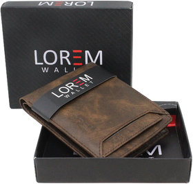 LOREM Men Casual Tan Genuine Leather Wallet ML-WL-04  (8 Card Slots)