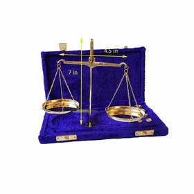 Traditional Brass Tarazu/Vintage Weighing Machine Showpiece with Velvet Box  Weighing Capacity of 50gm (Medium)