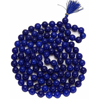                       KESAR ZEMS Natural Blue Agate Stone Prayer Rosary Mala -8 MM 108+1 Beads Jaap Mala For Meditation (45 x 2 x 1 cm) Blue.                                              