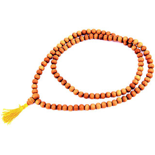                       KESAR ZEMS Natural Chandan Prayer Mala , 108 Beads Jap Mala for Men and Women (40 x 2 x 1 Cm)Brown 8 MM.                                              
