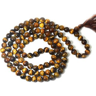                       KESAR ZEMS Tiger Eye Stone Prayer Mala -8 MM 108+1 Beads Jaap Mala For Meditation (45 x 2 x 1 cm) Yellow.                                              