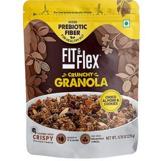 Fit  Flex Baked Granola  Choco, Almond  Cookies  Oat Rich Cereal  Ready to Eat Healthy Breakfast Food  Loaded with