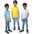 Rish - Polyester Plain Round Neck Half Sleeves Kids Tshirts for Boy / Girl / Infant - Blue, White & Yellow (Pack Of 3)