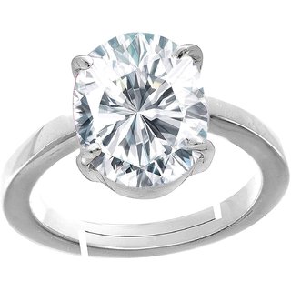                       Bhairaw gems 5.50 Ratti American Diamond Zircon Stone Silver Adjustable Ring for Men and Women                                              